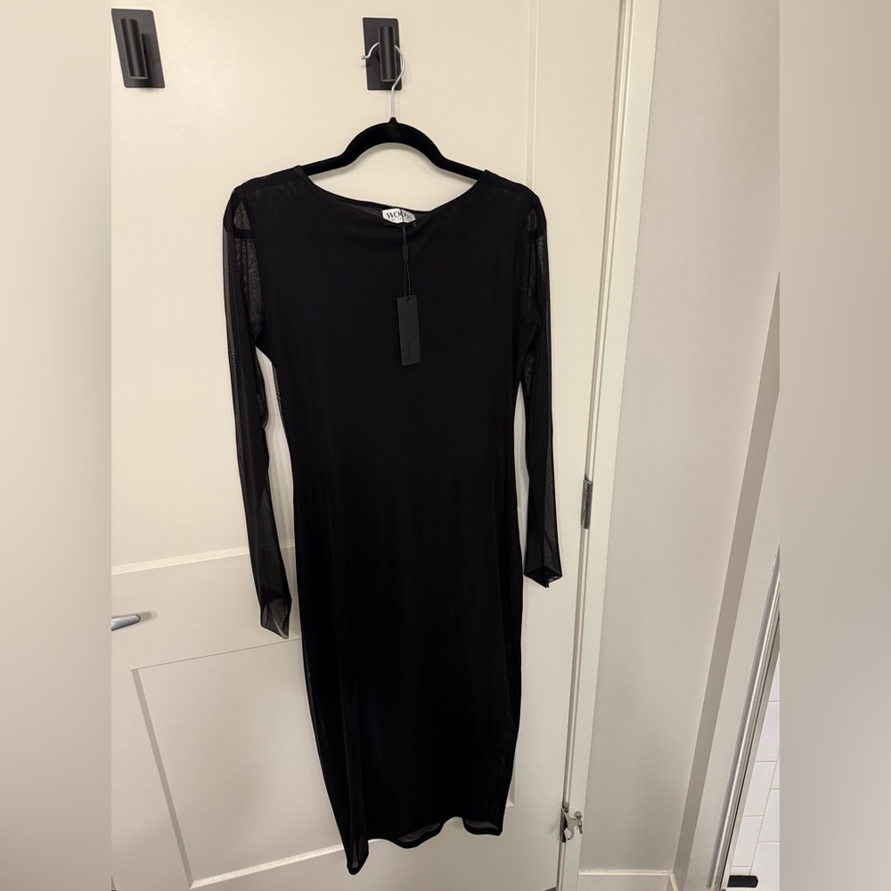 Black Mesh Long Sleeve Dress
